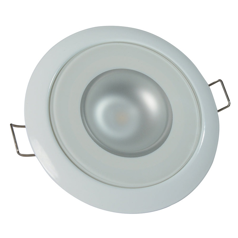 Lumitec Mirage – Flush Mount Down Light – Glass Finish/White Bezel – 3-Color Red/Blue Non-Dimming w/White Dimming [113128]