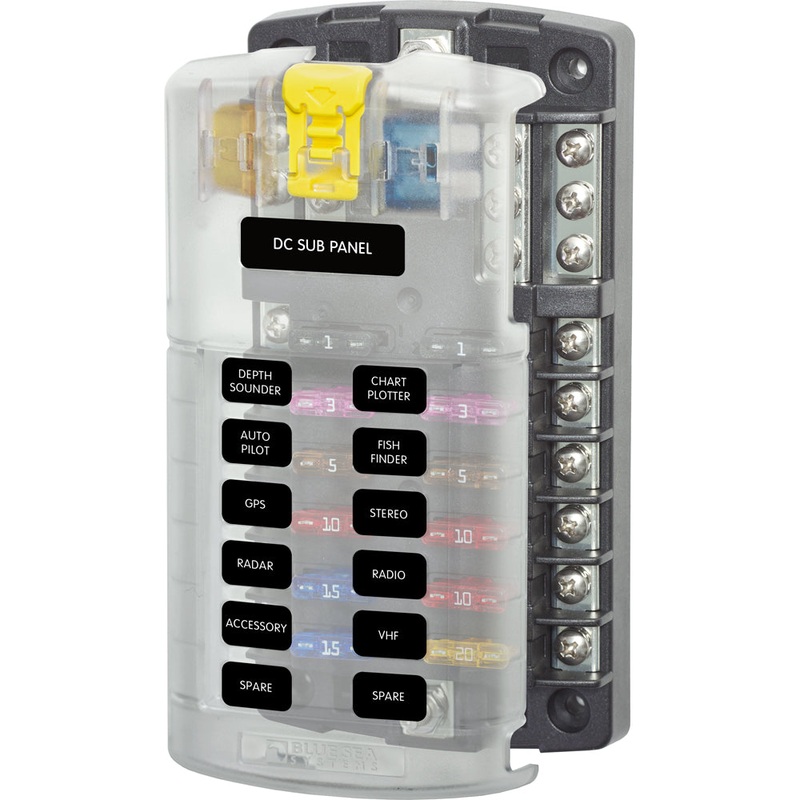 Blue Sea 5026 ST Blade Fuse Block w/Cover – 12 Circuit w/Negative Bus [5026]