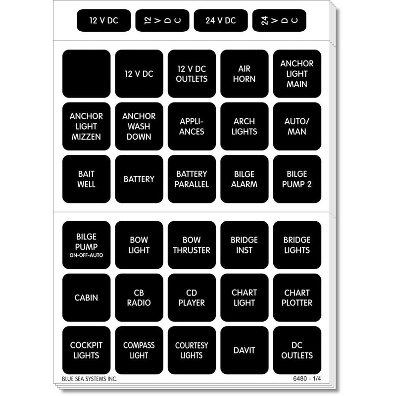 Blue Sea 4217 Square Format Label Set – 120 [4217]