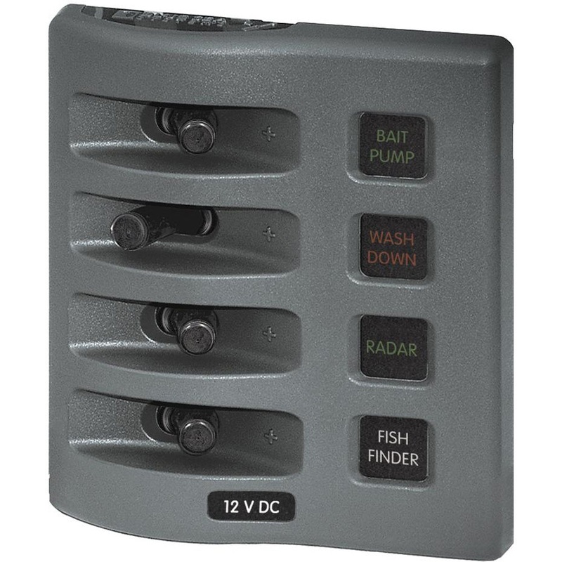 Blue Sea 4304 WeatherDeck Water Resistant Fuse Panel – 4 Position – Grey [4304]