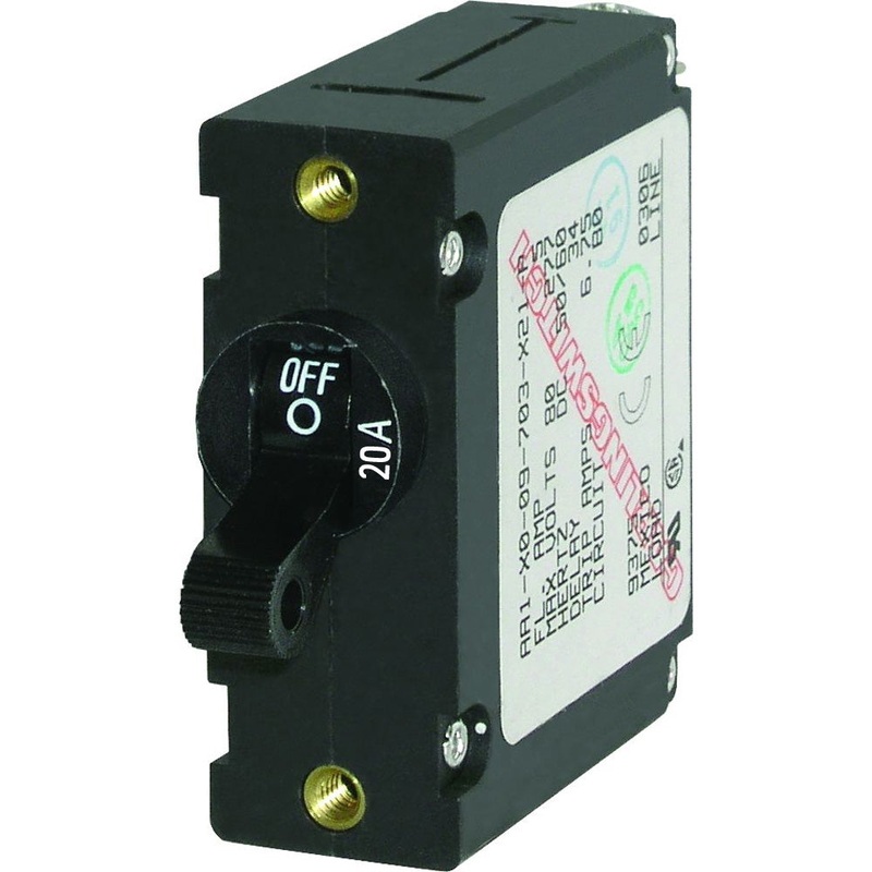 Blue Sea 7212 AC / DC Single Pole Magnetic World Circuit Breaker  –  20 Amp [7212]