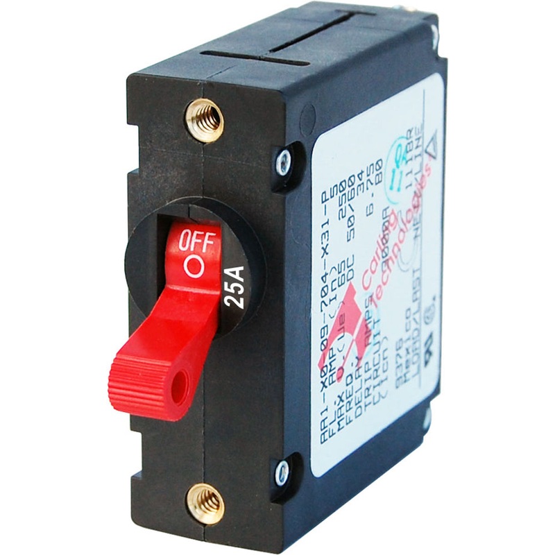 Blue Sea 7217 AC / DC Single Pole Magnetic World Circuit Breaker  –  25 Amp Red [7217]