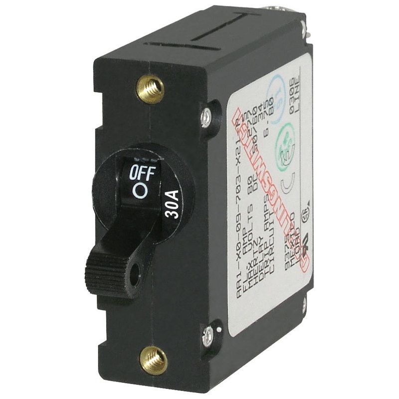 Blue Sea 7220 AC / DC Single Pole Magnetic World Circuit Breaker  –  30 Amp [7220]