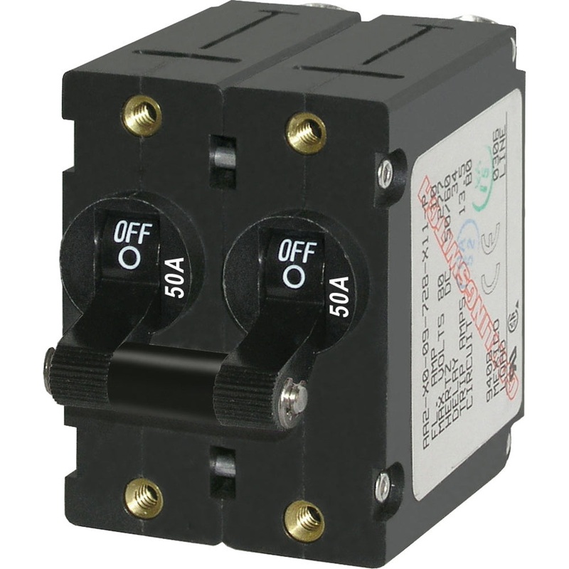 Blue Sea 7241 A-Series Double Pole Toggle – 50A – Black [7241]