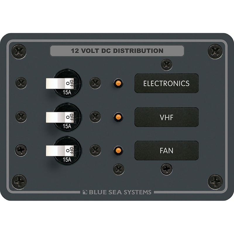 Blue Sea 8025 DC 3 Position Breaker Panel – White Switches [8025]