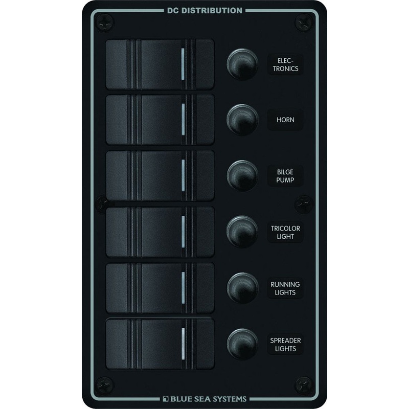 Blue Sea 8373 Water Resistant 6 Position – Black – Vertical Mount Panel [8373]