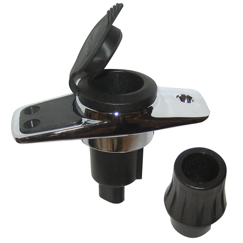 Perko Locking Collar Pole Light Mounting Base – 2 Pin – Chrome Plated w/Black Cover [1060PB0DP]