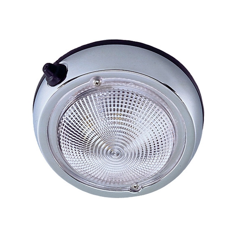 Perko Surface Mount Dome Light – 5″ O.D.(4″ Lens) – Chrome Plated [0300DP1CHR]