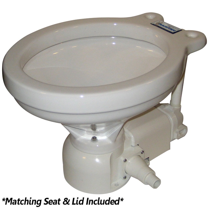 Raritan Sea Era Electric Toilet – Household Style – Integral Pump – Straight  90 Discharge – 12v [160HI012]