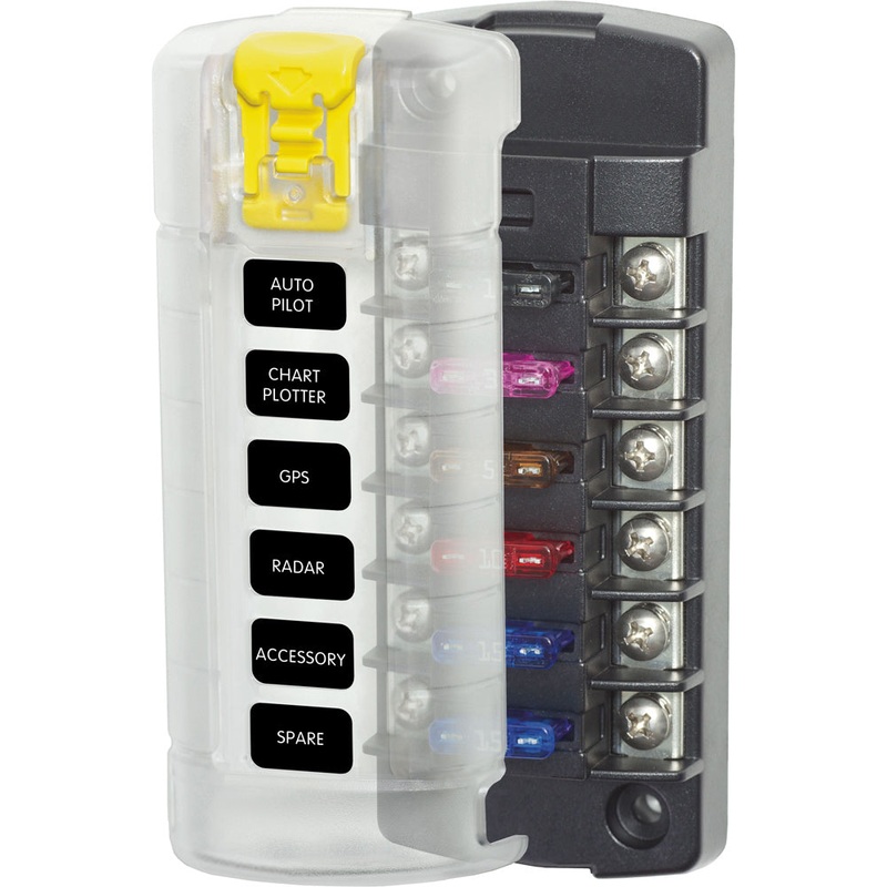 Blue Sea 5035 ST Blade Fuse Block w/Cover – 6 Circuit Independent w/o Negative Bus [5035]