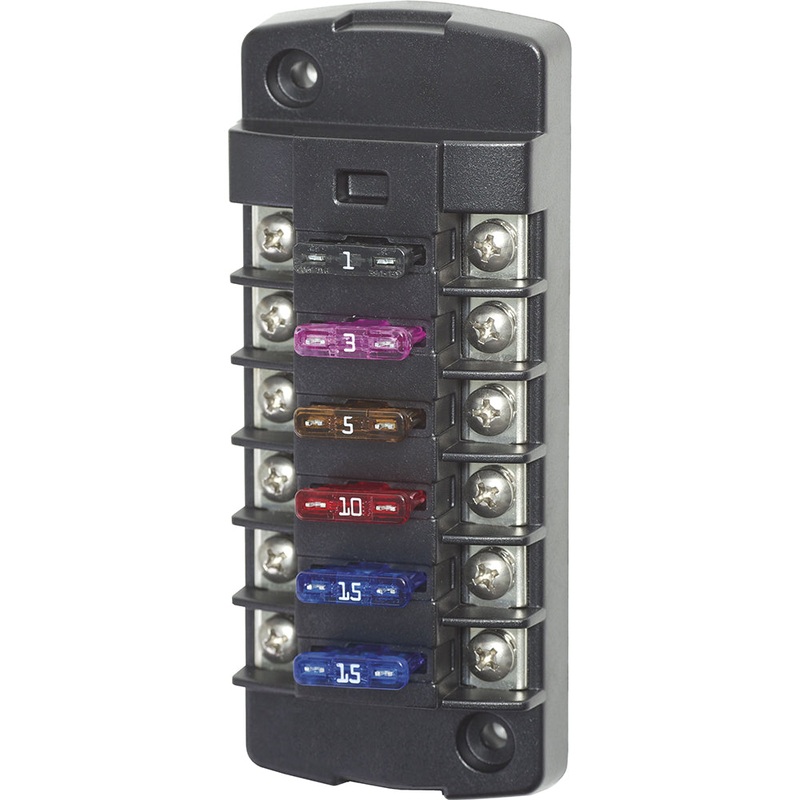 Blue Sea 5037 ST Blade Fuse Block w/o Cover – 6 Circuit Independent w/o Negative Bus [5037]
