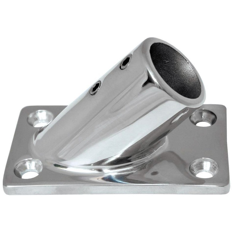 Whitecap 1″ O.D. 45 Degree Rectangle Base SS Rail Fitting [6115C]