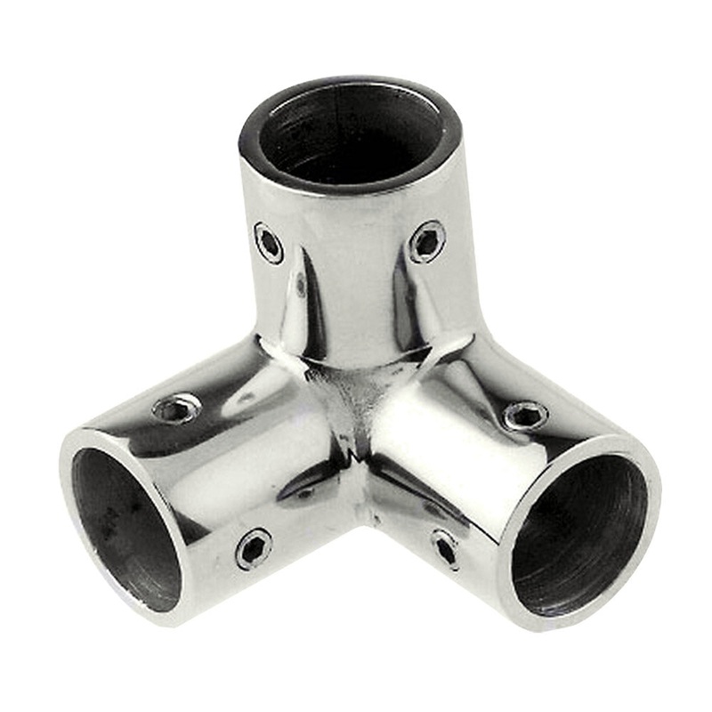 Whitecap 1″ O.D. SS 3-Way Corner Fitting [6146C]