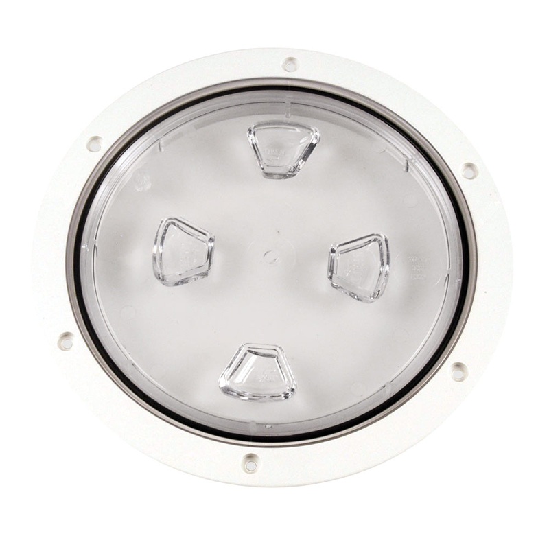 Beckson 8″ Clear Center Screw-Out Deck Plate – White [DP80-W-C]