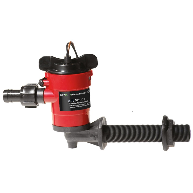 Johnson Pump Cartridge Aerator 1000 GPH 90 Degree Intake – 12V [38103]