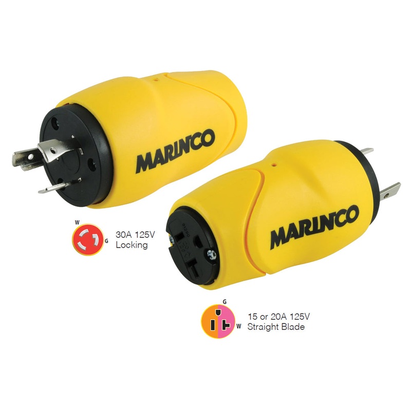 Marinco Straight Adapter, 30A Male – 15A Female [S30-15]