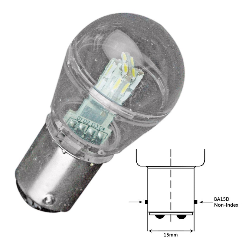 Lunasea Bayonet LED Bulb BA15D – 10-30VDC/1W/75 Lumens – Warm White [LLB-26FW-21-00]