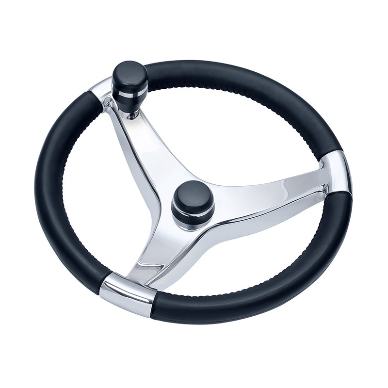 Schmitt Marine Evo Pro 316 Cast Stainless Steel Steering Wheel w/Control Knob – 15.5″ Diameter [7241521FGK]