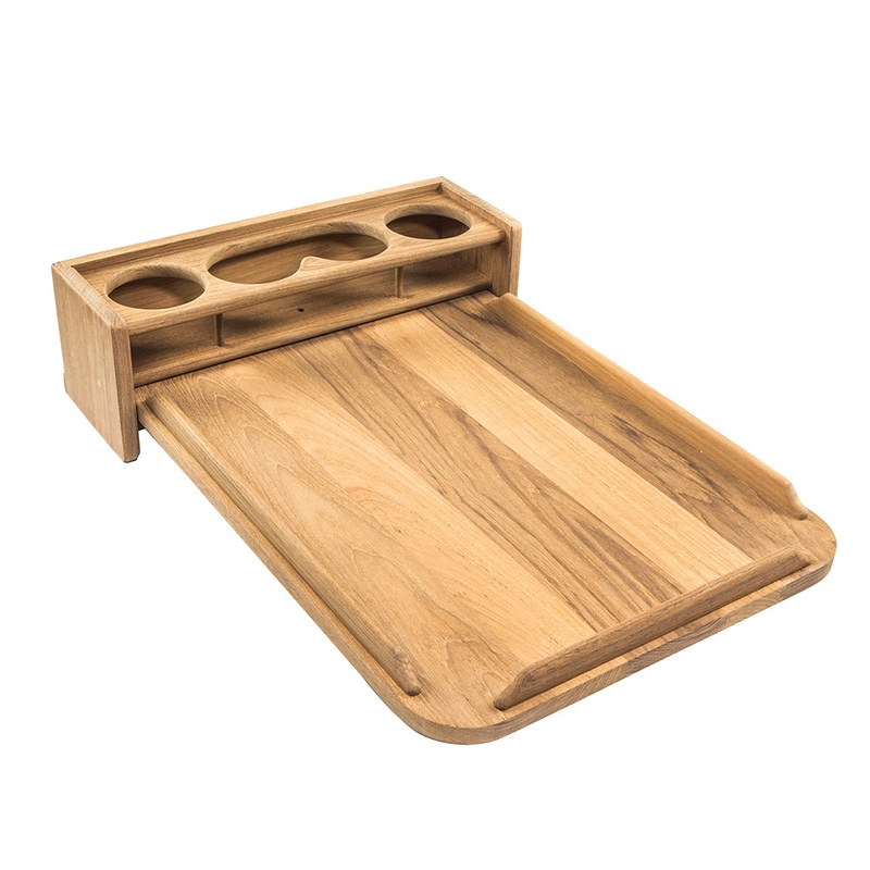 Whitecap Teak Drinkholder w/Removable Cockpit Table Top – Holds 4 Glasses [61394C]