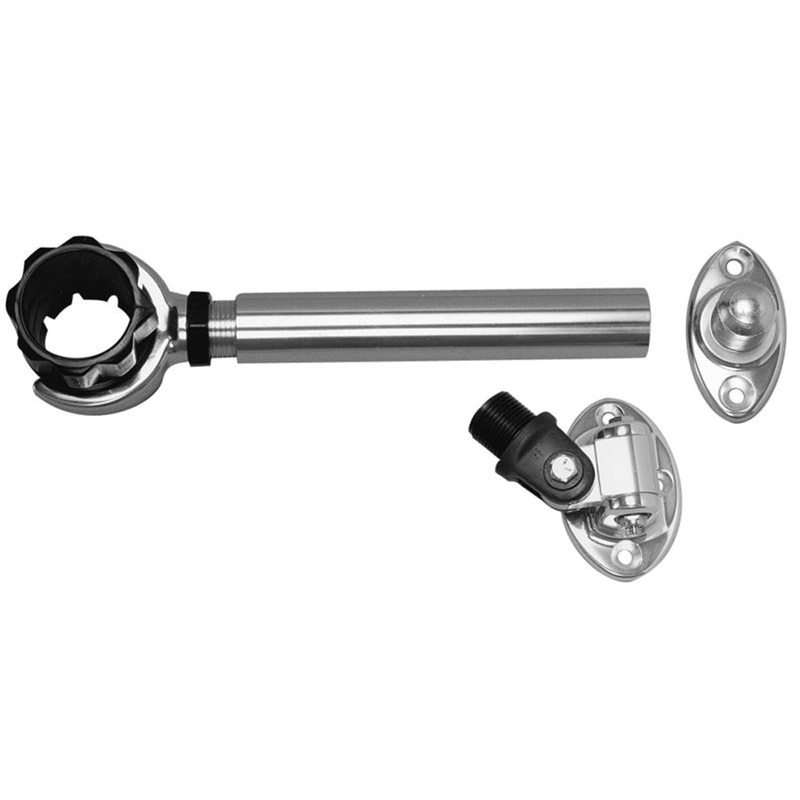 Rupp Threaded Antenna Support w/6″ Flat Mount, Oval 4-Way Base & 1.5″ Collar [PAK-0006]