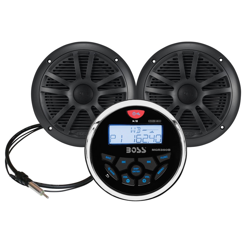 Boss Audio MCKGB350W.6 Marine Stereo  6.5″ Speaker Kit – Black [MCKGB350B.6]