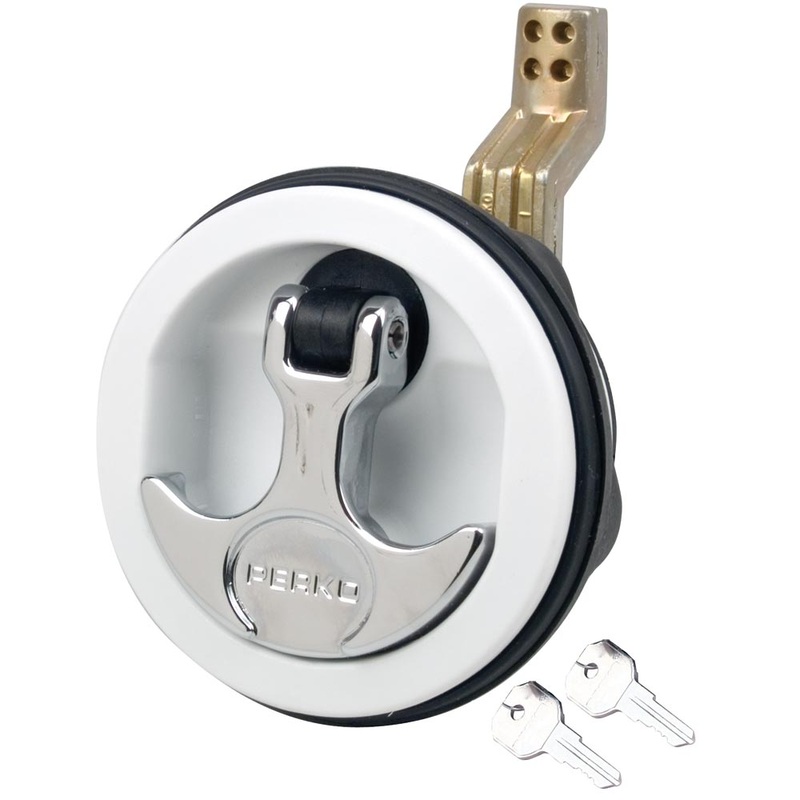 Perko Surface Mount & Latch – White Body, Chrome Handle, Offset Cam Bar, 3/4″ – 2-3/8″ [1091DP1WHT]