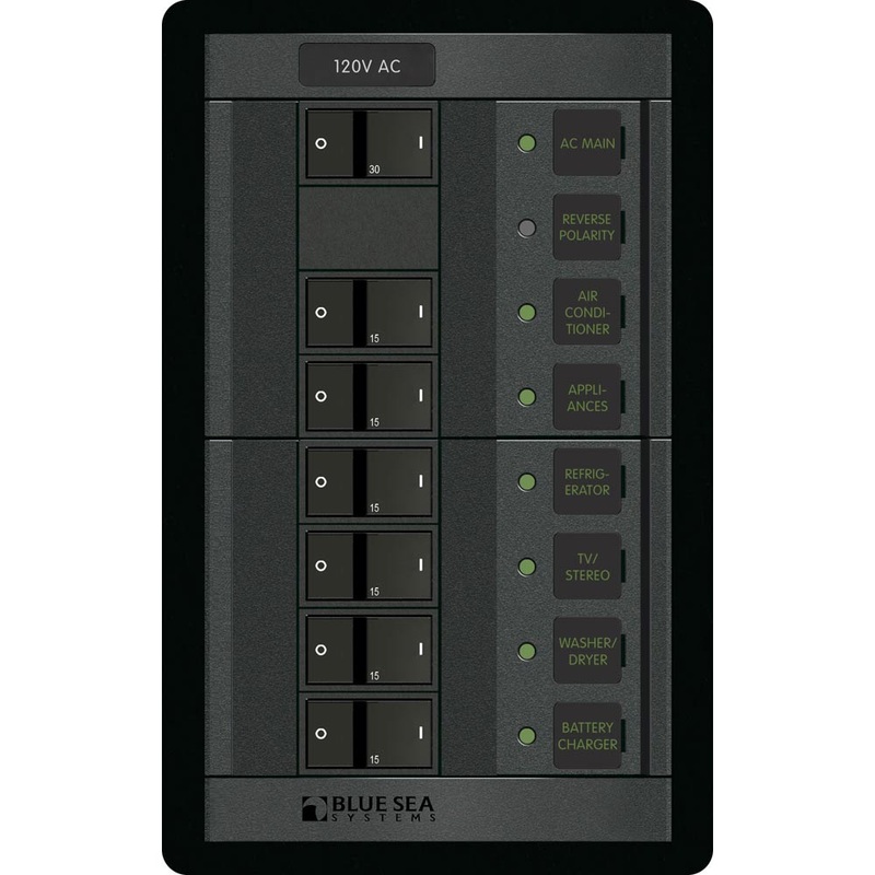 Blue Sea 1202 120V AC Main + 6 Positions – Vertical [1202]