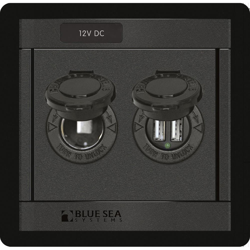 Blue Sea 1478 360 Panel – 12V DC Socket & Dual USB Charger [1478]