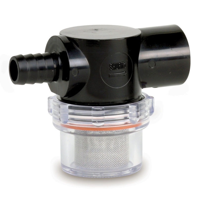 Shurflo by Pentair Twist-On Water Strainer – 1/2″ Barb Inlet – Clear Bowl [255-323]