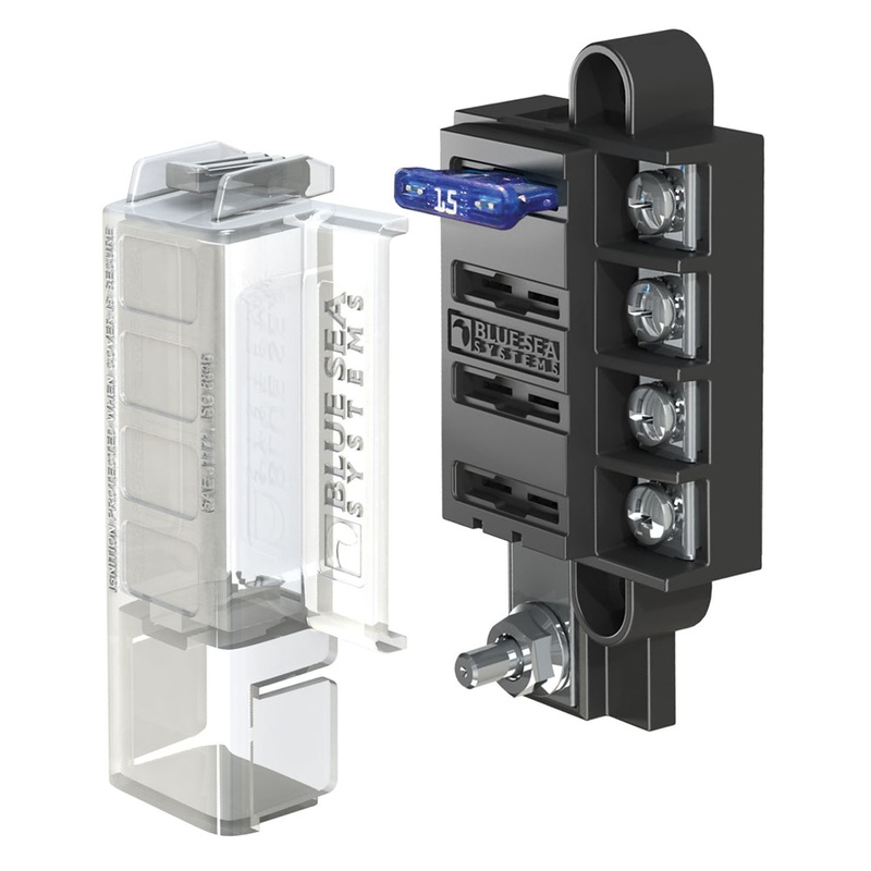 Blue Sea 5045 ST Blade Compact Fuse Blocks – 4 Circuits w/Cover [5045]