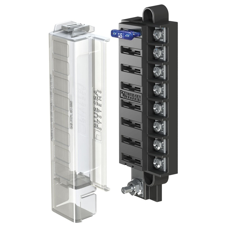 Blue Sea 5046 ST Blade Compact Fuse Blocks – 8 Circuits w/Cover [5046]