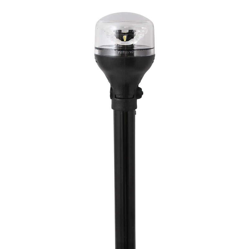 Attwood LightArmor All-Around Light – 12″ Black Pole – Black Horizontal Composite Base w/Adapter [5558-P12A7]