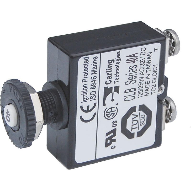 Blue Sea Push Button Reset Only Screw Terminal Circuit Breaker – 40 Amps [2137]