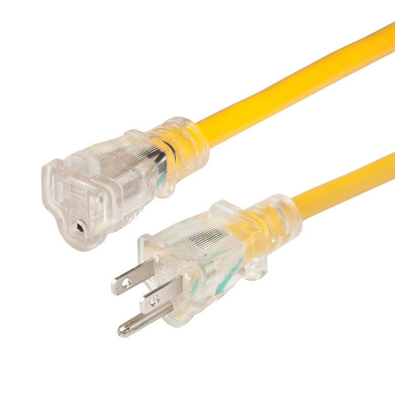 Marinco 14/3 Lighted Extension Cord – Non-Locking – 15A – 25′ [150025NL]
