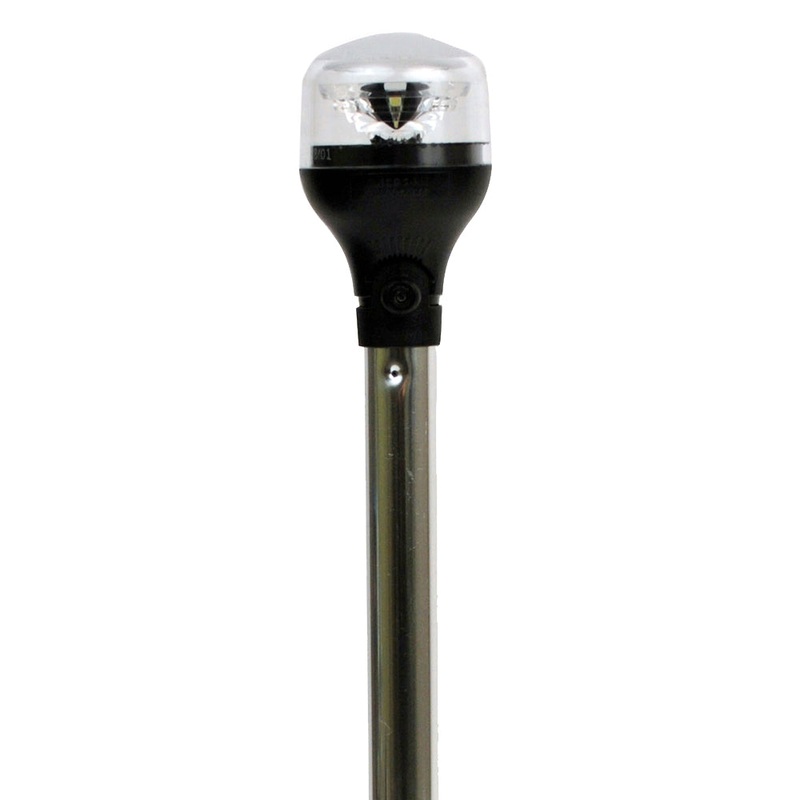 Attwood LightArmor All-Around Light – 12″ Aluminum Pole – Black Vertical Composite Base w/Adapter [5557-PV12A7]