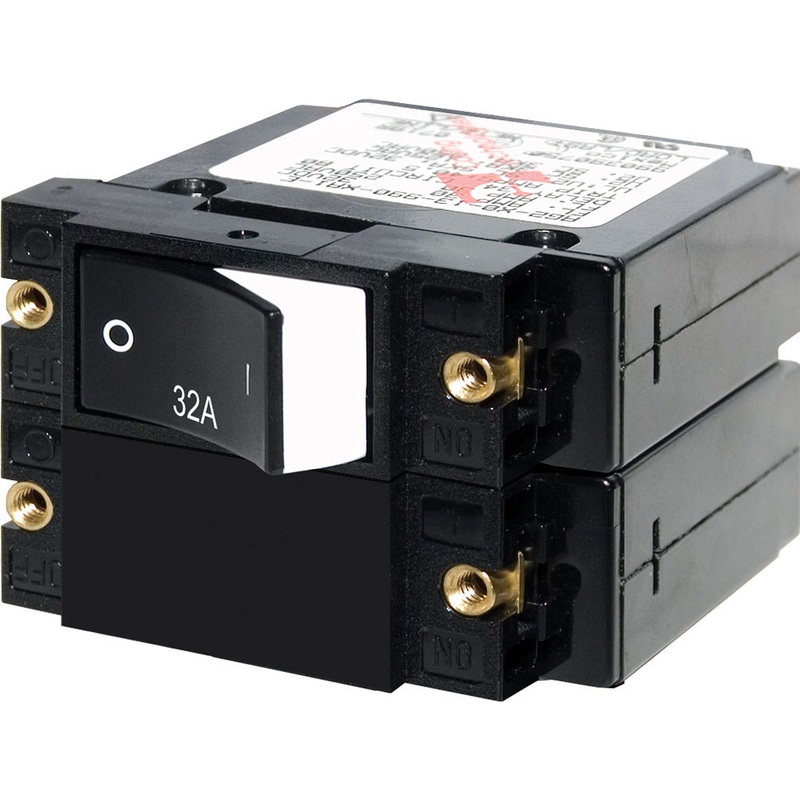 Blue Sea 7575 A-Series Raised Rocker Circuit Breaker – Double Pole – 32A [7575]
