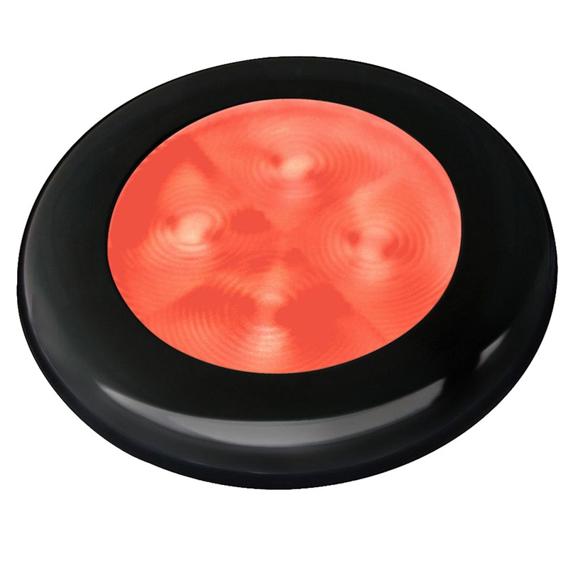 Hella Marine Slim Line LED ‘Enhanced Brightness’ Round Courtesy Lamp – Red LED – Black Plastic Bezel – 12V [980507251]