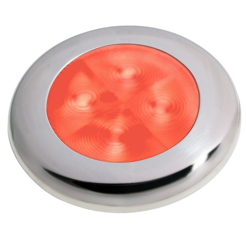 Hella Marine Slim Line LED ‘Enhanced Brightness’ Round Courtesy Lamp – Red LED – Stainless Steel Bezel – 12V [980507221]