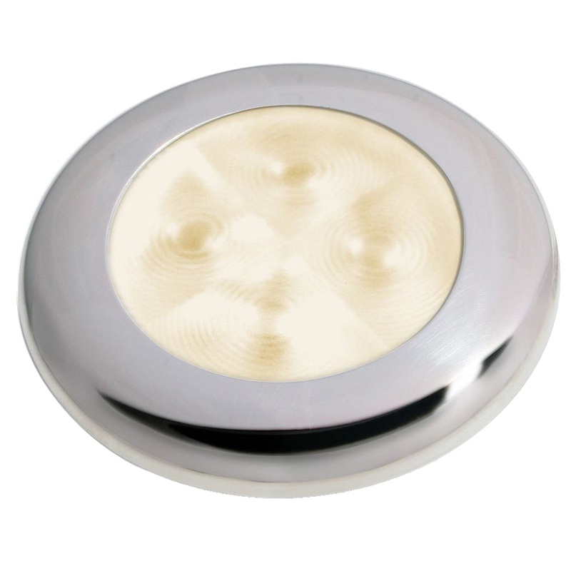 Hella Marine Slim Line LED ‘Enhanced Brightness’ Round Courtesy Lamp – Warm White LED – Stainless Steel Bezel – 12V [980500721]