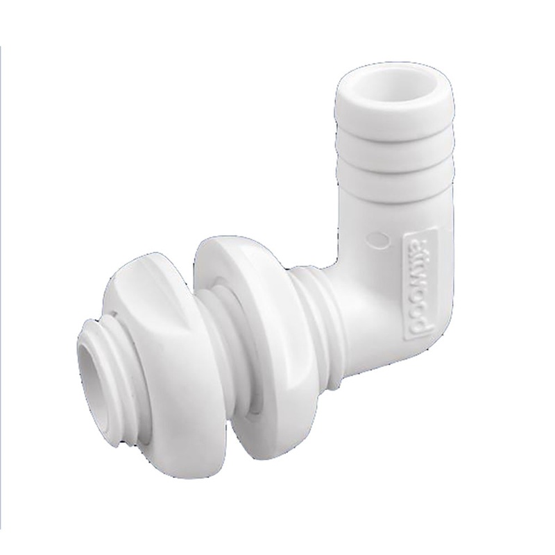 Attwood White Plastic 90 Degree Thru-Hull Connector – 1-1/8″ Inner Diameter [3879-3]