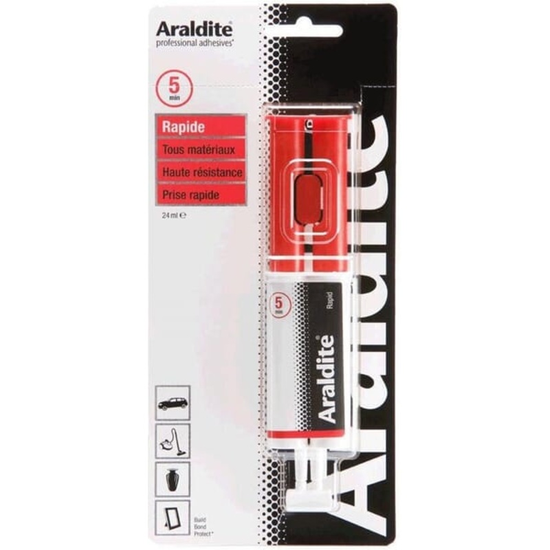 Araldite Rapid Syringe 24Ml Red Evostik