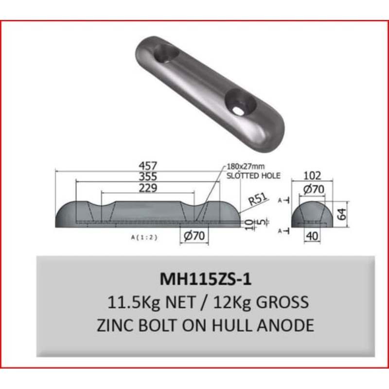Zince Bolt On Anode 12kg (MH115ZS-1)