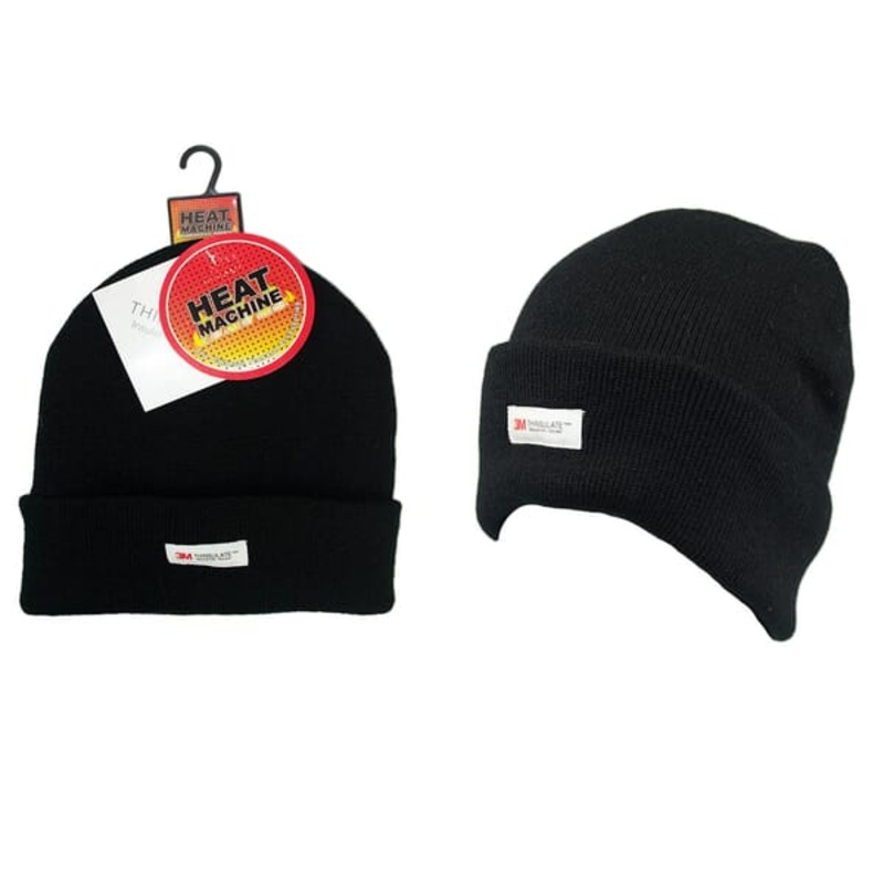 Thinsulate Heat Machine Hat (Thermal Fleeced) One Size Black