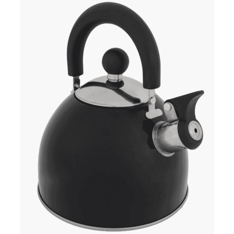 Whistling Kettle 2 Ltr Stainless Steel Black Deluxe
