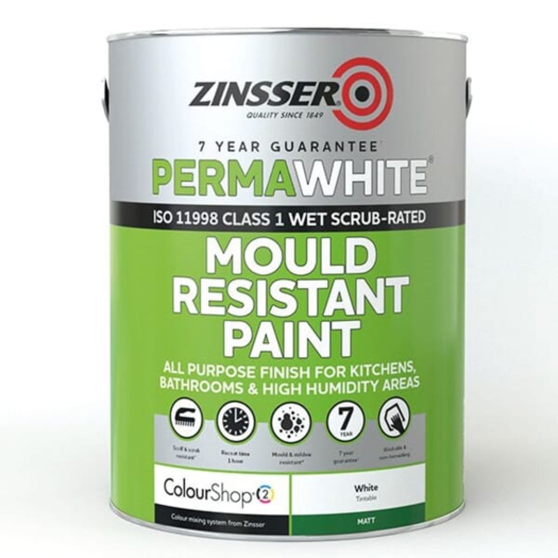 Perma White Matt Mould Resistant Paint – Zinsser 1L
