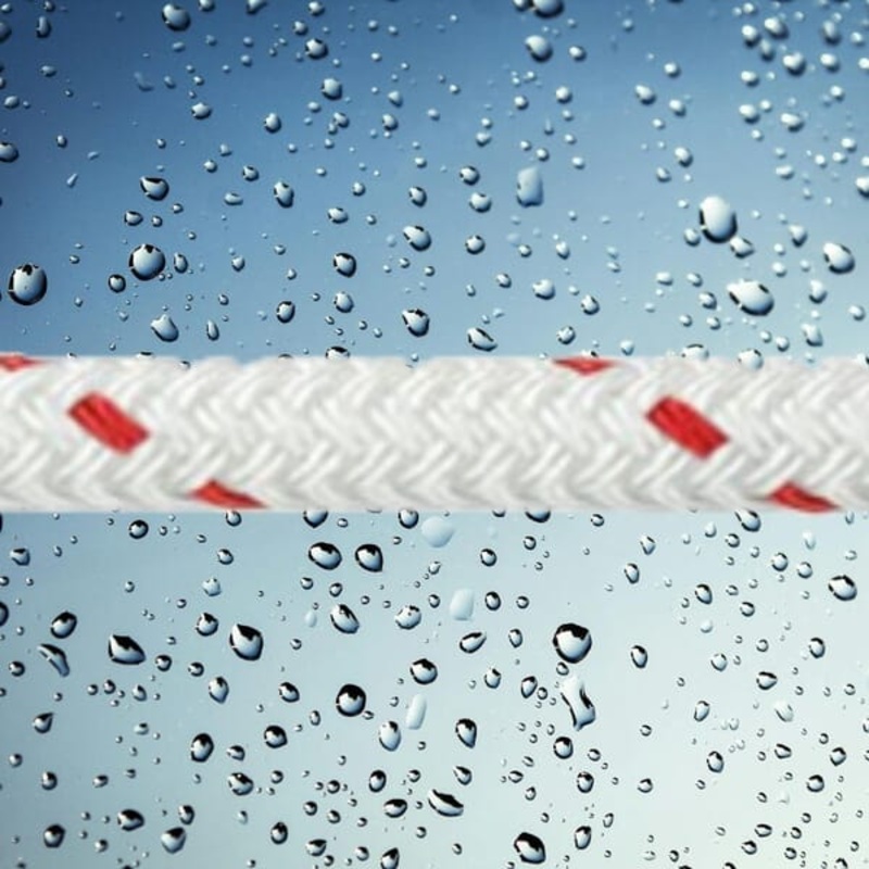 COD END LACE BRAIDED NYLON (PER MTR) White with red fleck 14mm
