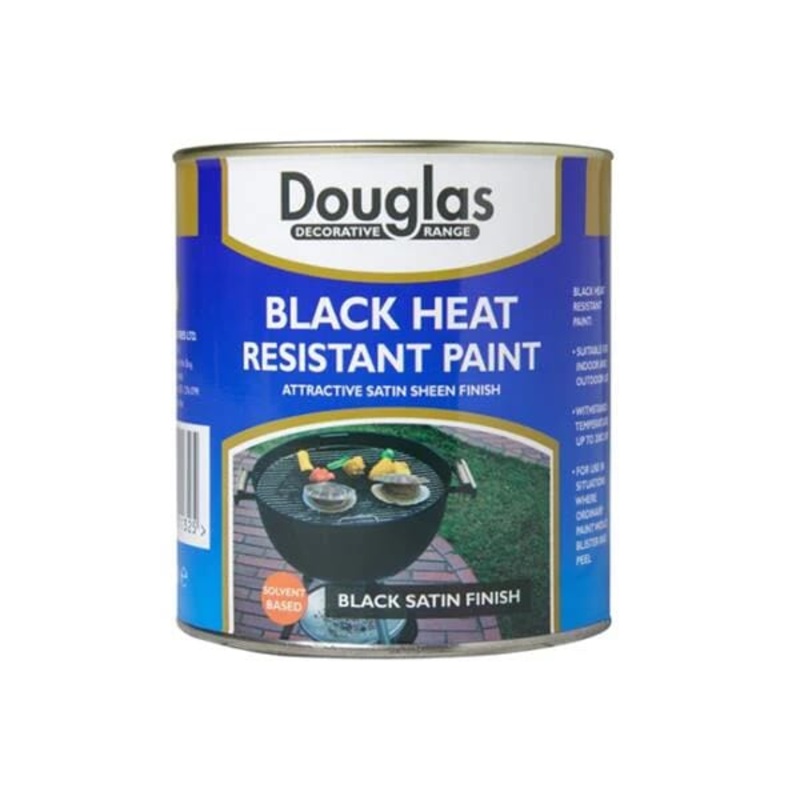 DOUGLAS BLACK HEAT RESISTANT PAINT – SATIN SHEEN FINISH 250ml