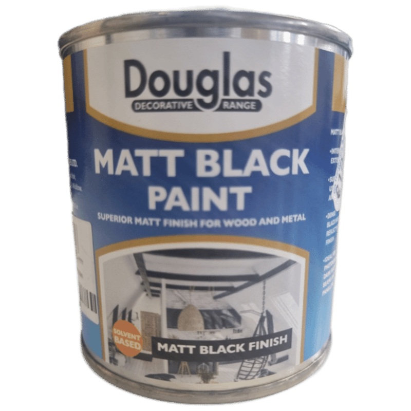 DOUGLAS MATT BLACK PAINT FOR WOOD AND METAL – QUICK DRYING 250ml