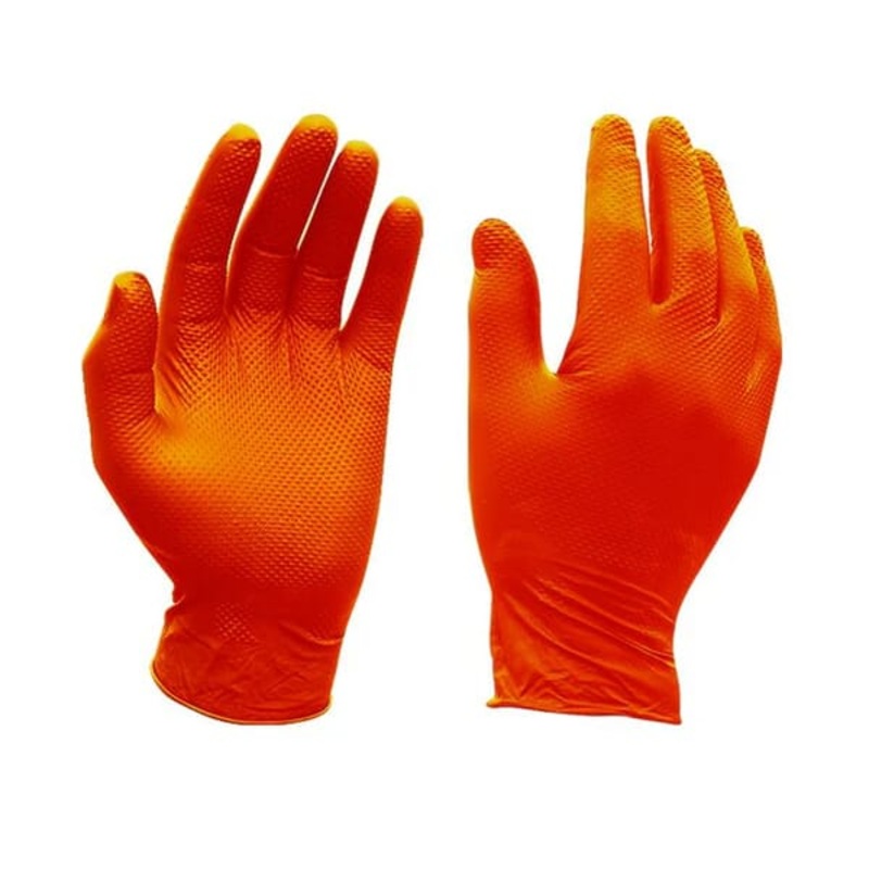 JEFFERSON GECKO GRIP PROFESSIONAL NITRILE GLOVES – ORANGE – BOX OF 50 Orange L