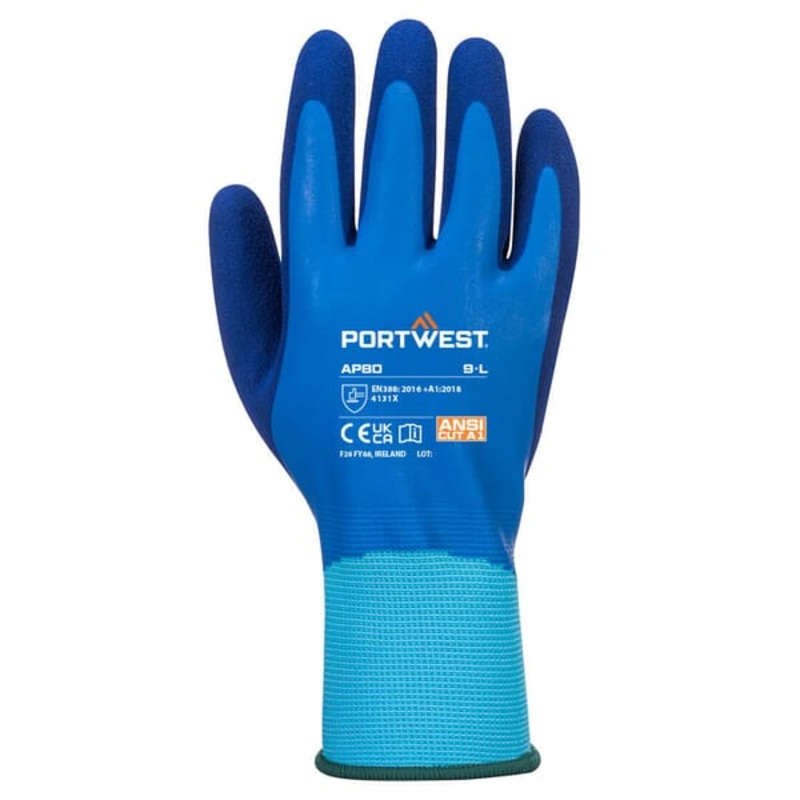 PORTWEST AP80 GRIP13 LATEX FOAM AQUA GLOVE Aqua Blue M